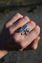 Load image into Gallery viewer, Split Band Opal & Pink Shell Venus Ring - Size 7-8