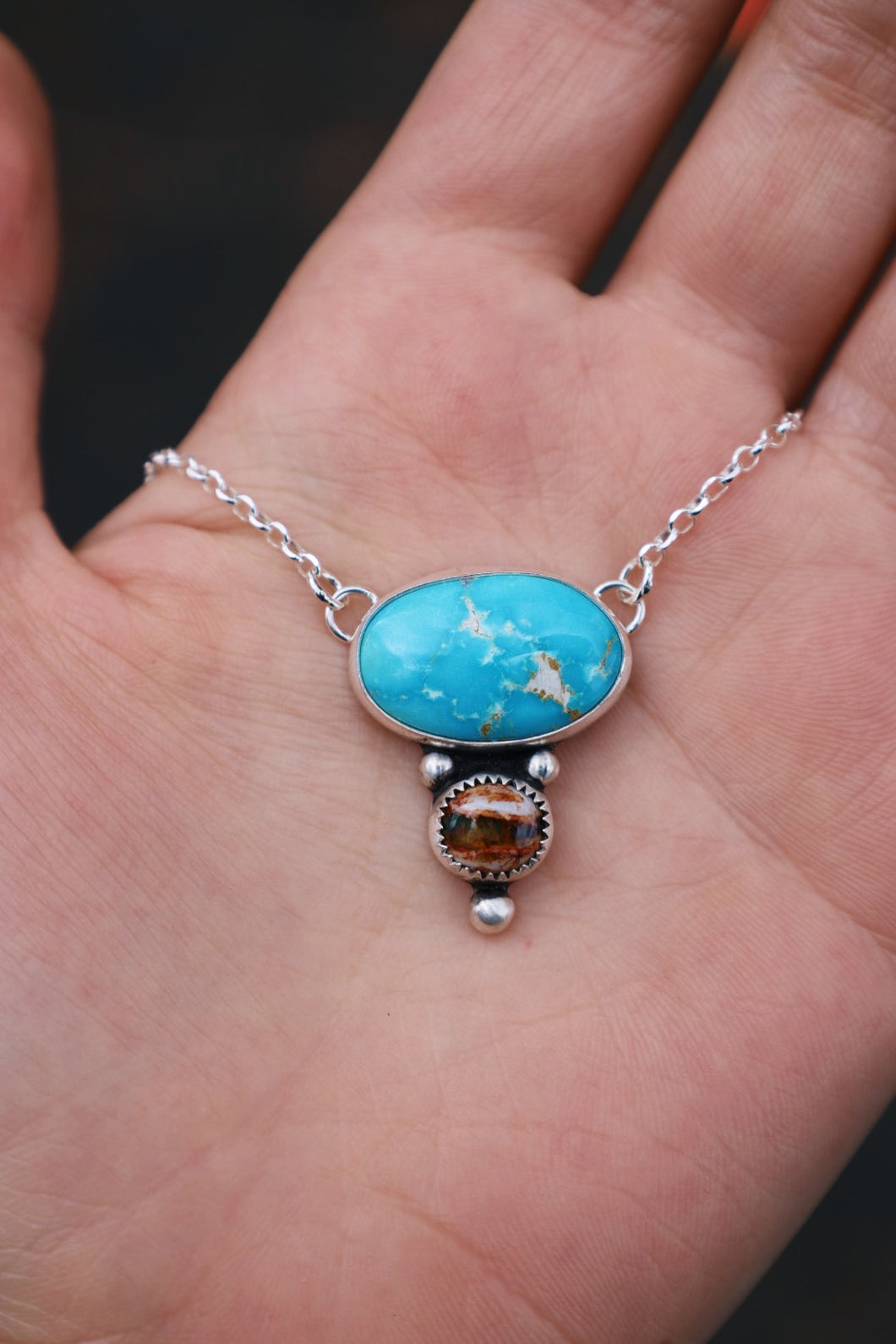 Chunky Turquoise & Fire Opal Necklace II