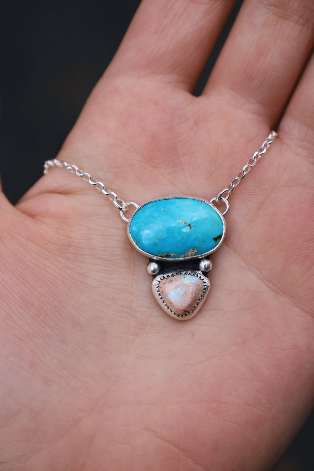 Chunky Turquoise & Fire Opal Necklace III