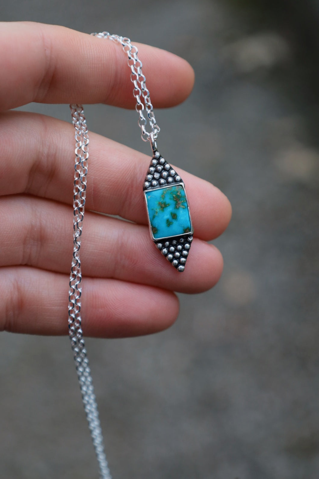 Turquoise & Beaded Triangle Necklace I