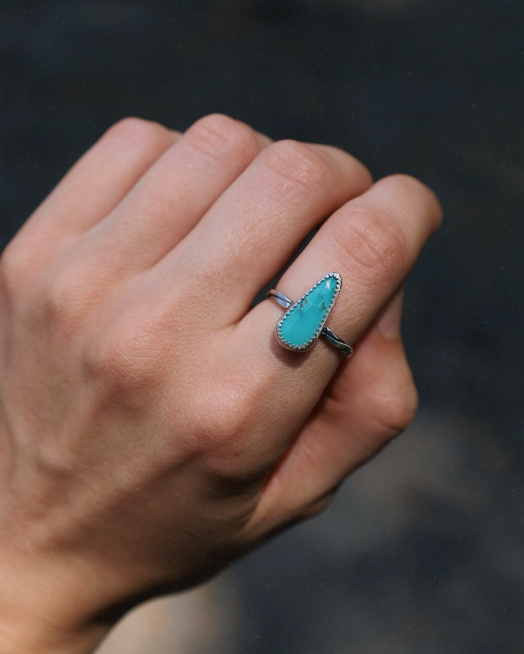 Royston Turquoise Twisted Band Ring - Size 7.5