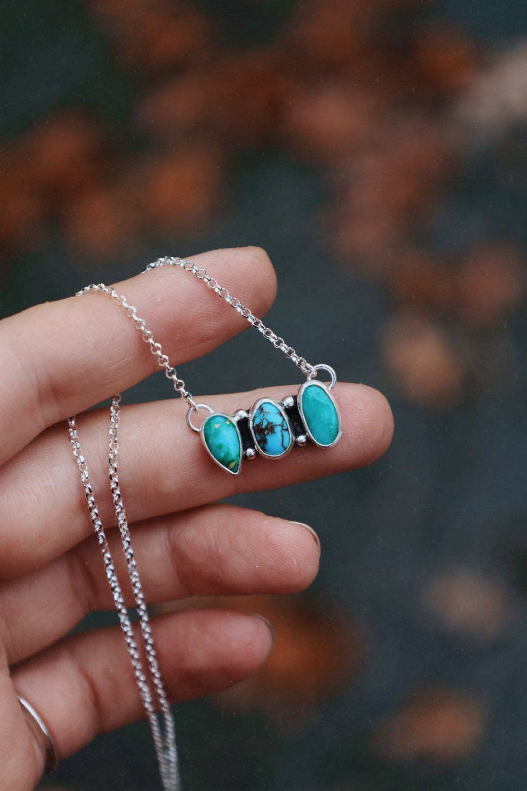 Tri-Stone Turquoise Necklace