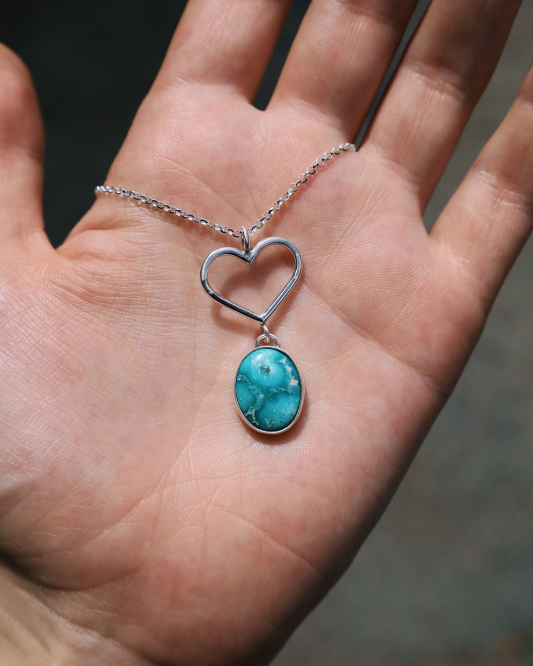 Silver Heart & White Water Turquoise Necklace