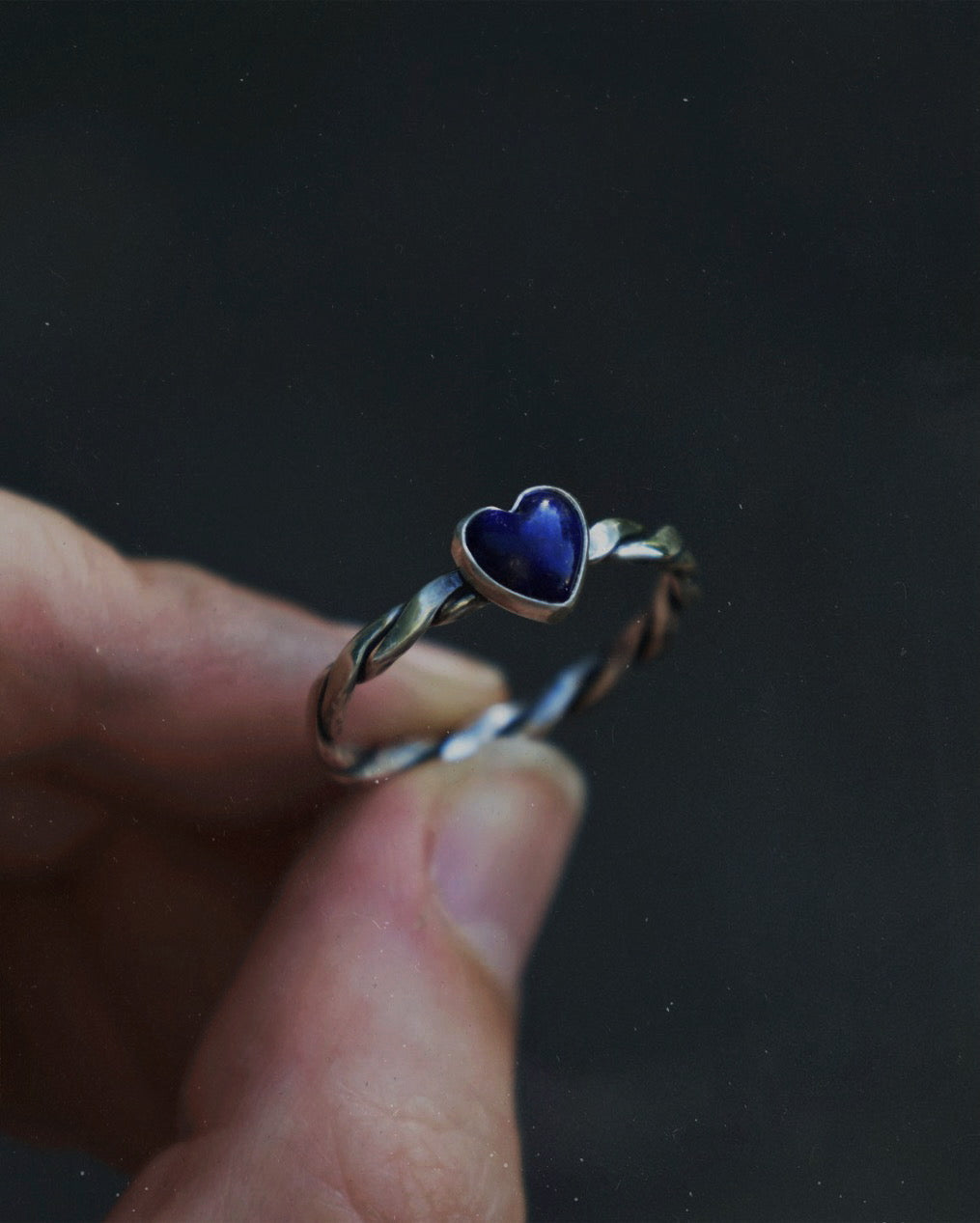 Lapis Lazuli Twisted Heart Ring