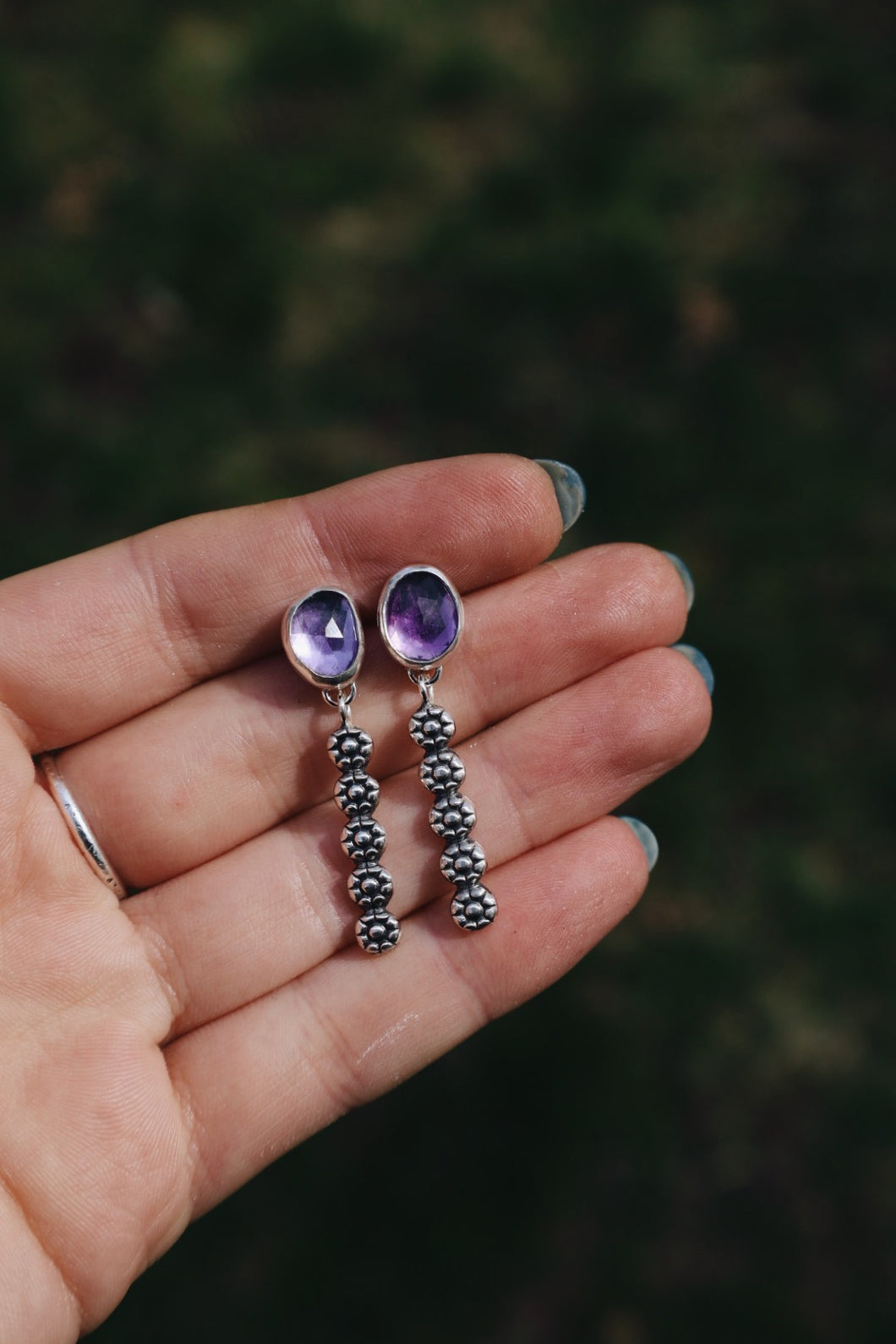 Amethyst Daisy Studs