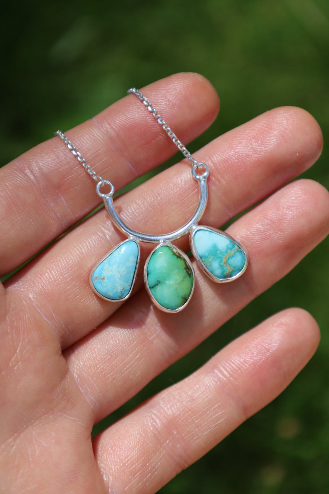 Tri-Stone Curve Necklace