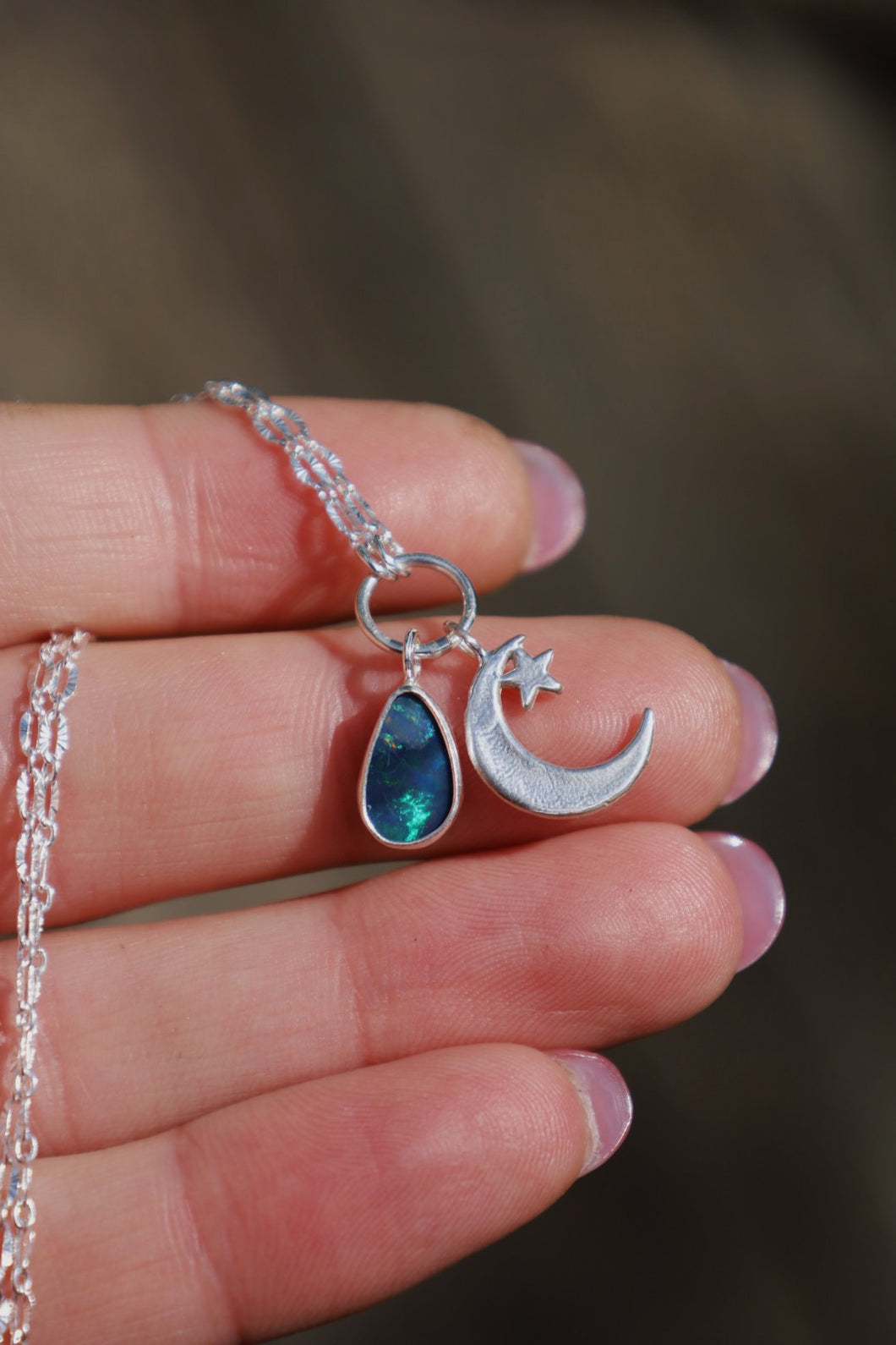 Celestial Charm Necklace w/ Opal