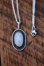 Load image into Gallery viewer, Moonstone Necklace w/ Stamped Boarder
