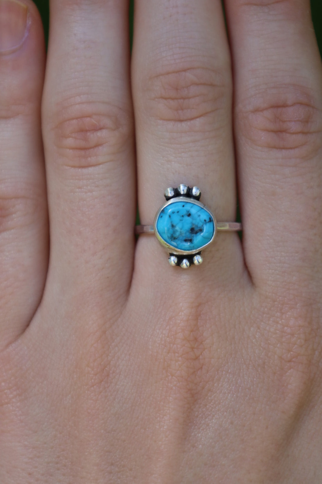 Turquoise Dotted Ring - Size 7.75